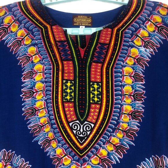 Kahyangan Dashiki Shirt XL Bold Batik Rayon Pullover Unisex Festival African - Picture 2 of 9